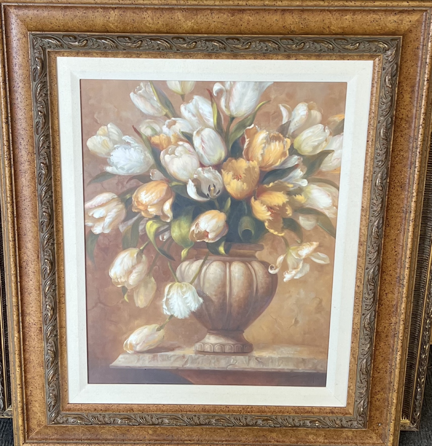 Floral Tulip Painting with Gold Frame