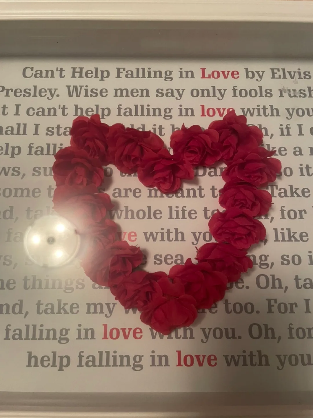 Framed Elvis Presley Lyric Art with Floral Heart thumbnail