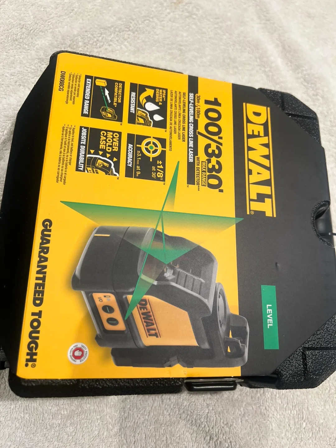 DeWalt 100'/330' Self-Leveling Cross Line Laser DW088CG thumbnail