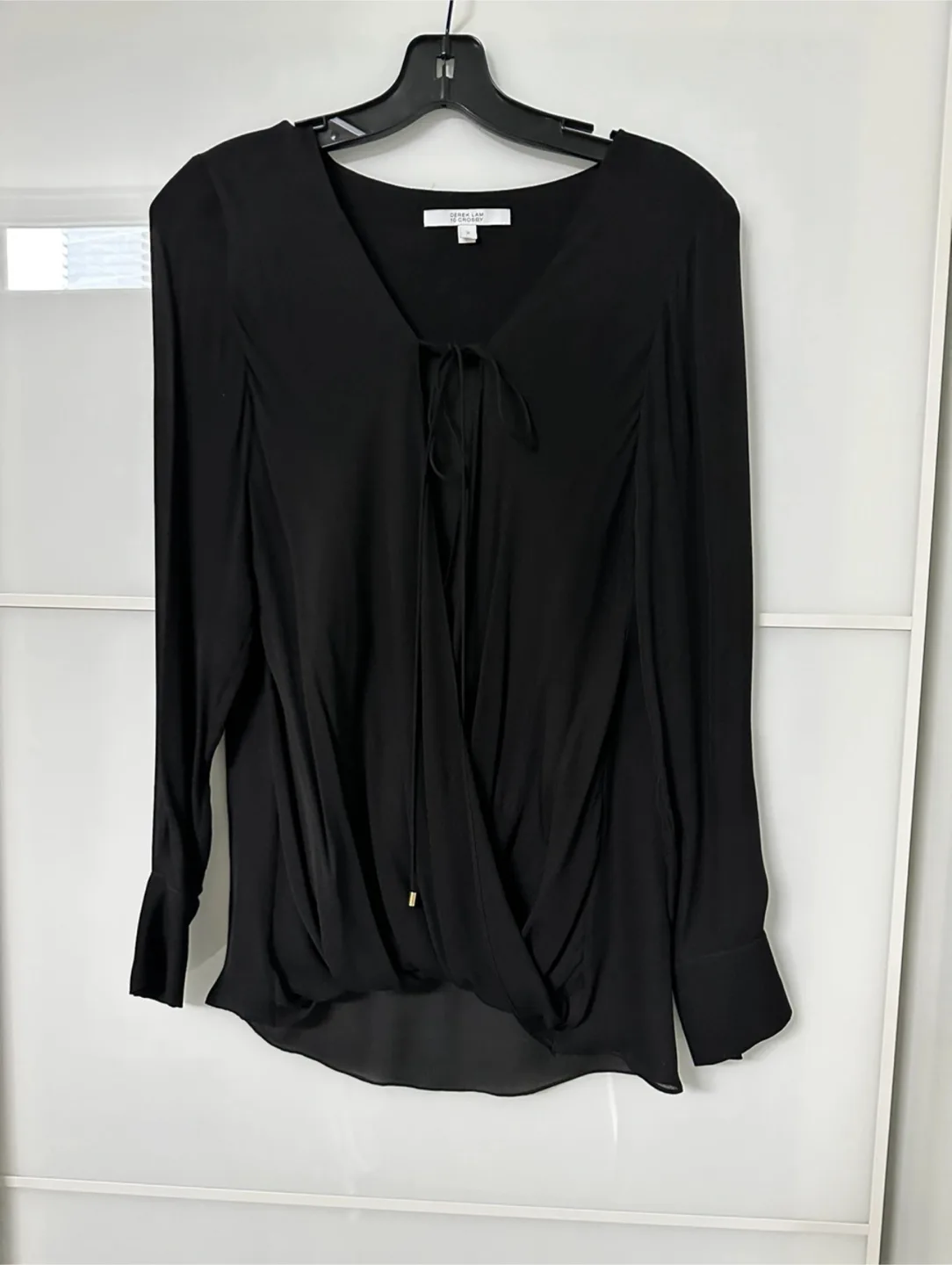 Selling brand new Derek Lam black silk top in size 2 thumbnail