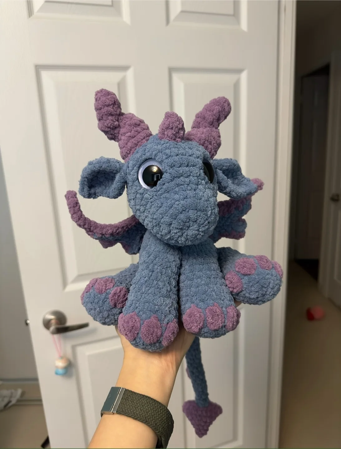 Handmade Crochet Dragon Plush - Blue & Purple thumbnail