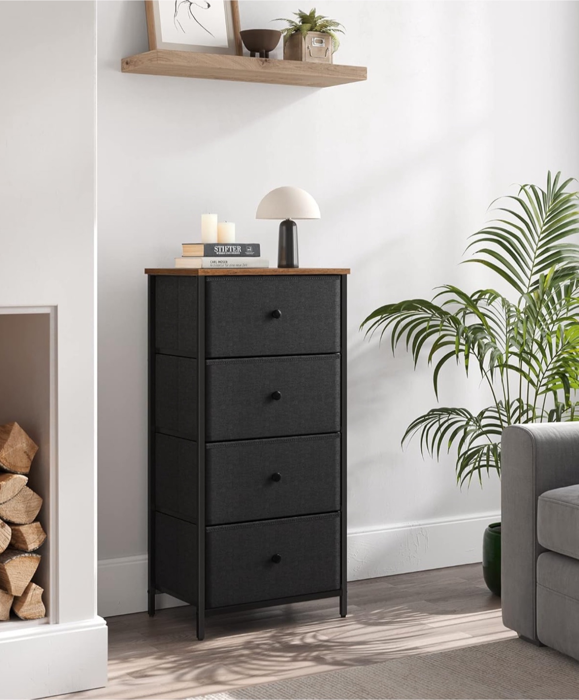 4-Drawer Dresser, Black Fabric