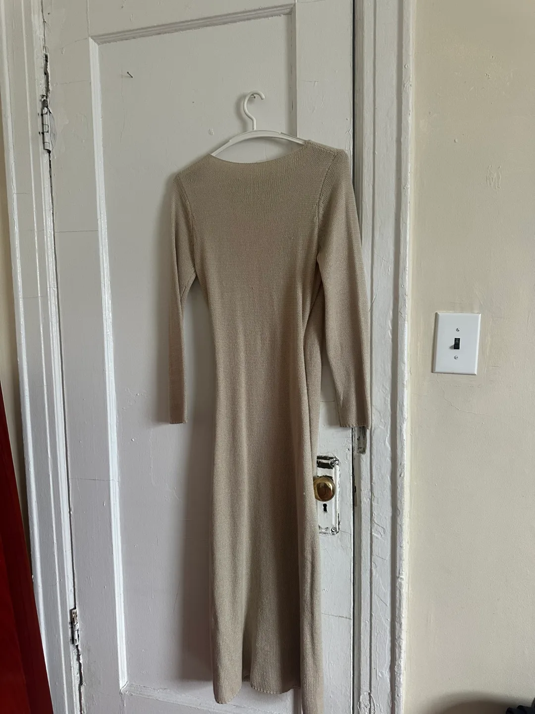 Beige Knit Wrap Dress thumbnail
