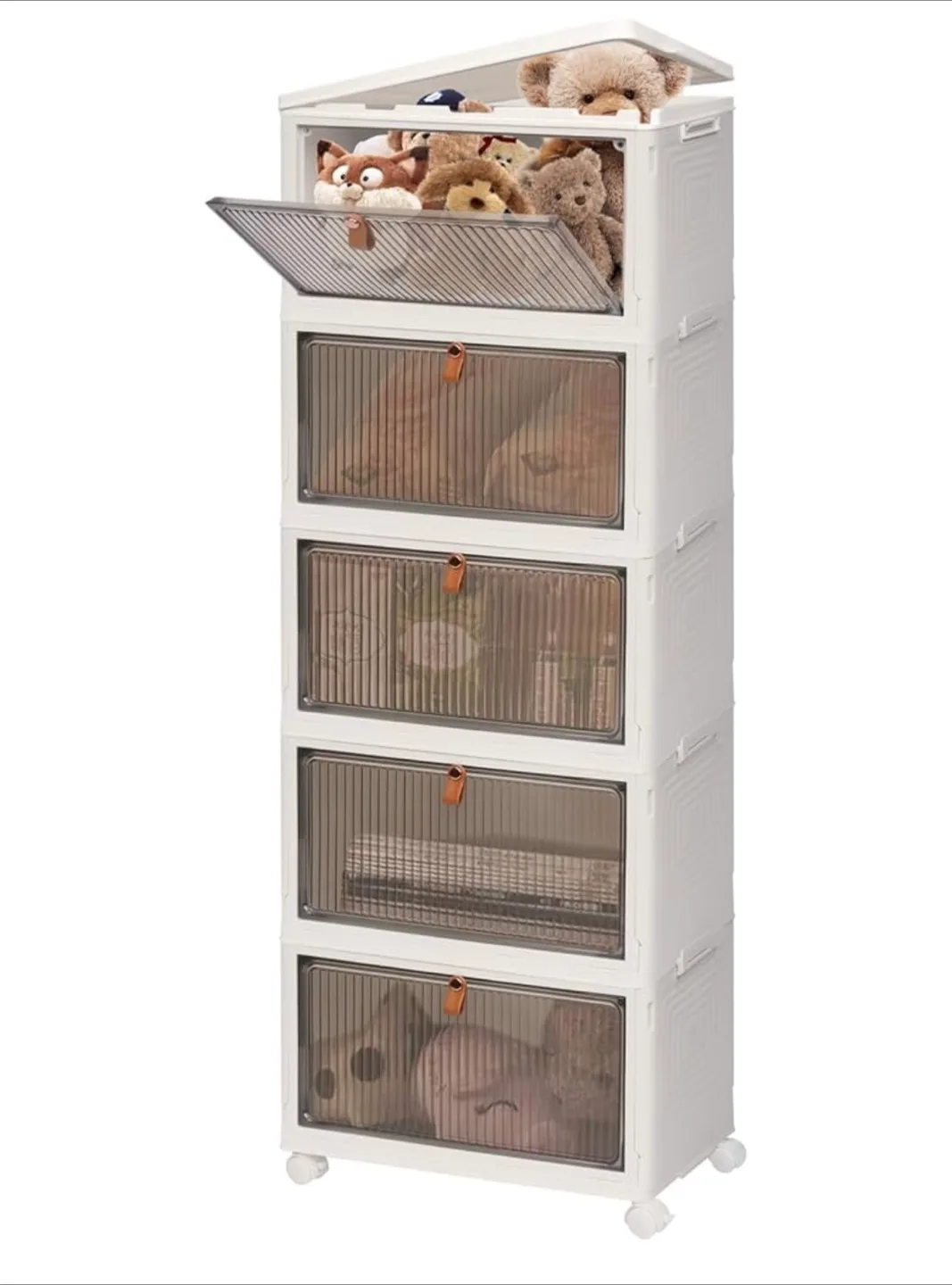 5 tier Stackable Storage Drawer Organizer - White thumbnail