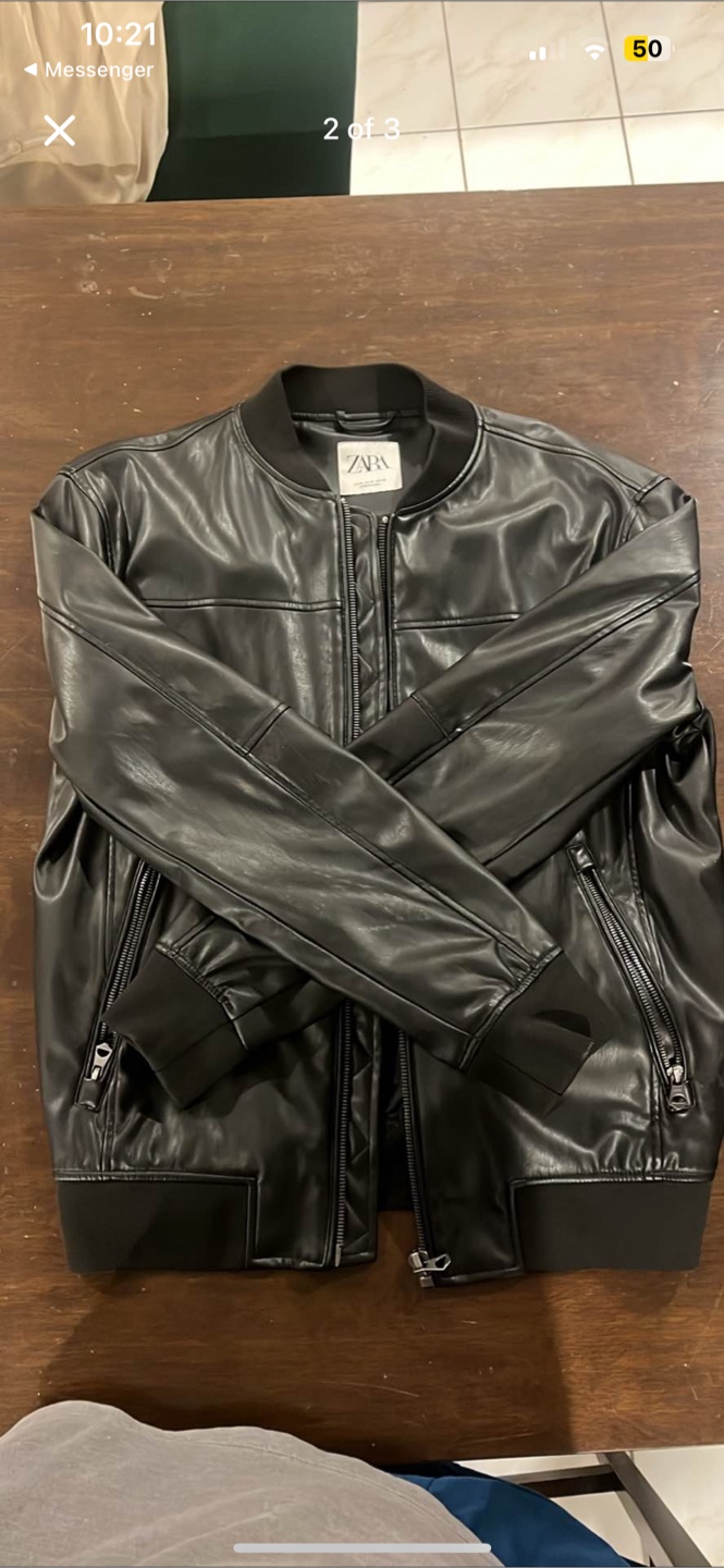 Zara Black Faux Leather Bomber Jacket - photo 2