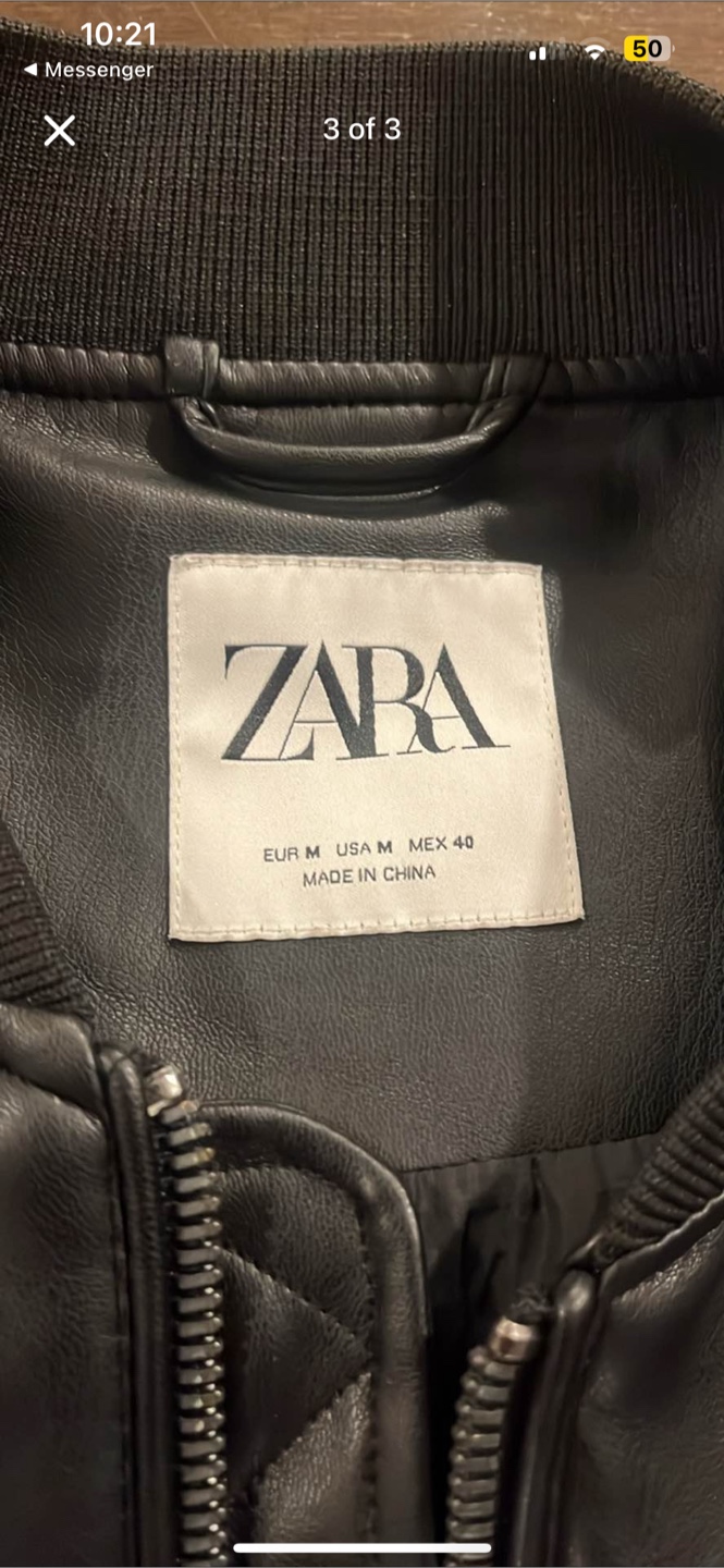 Zara Black Faux Leather Bomber Jacket - photo 3