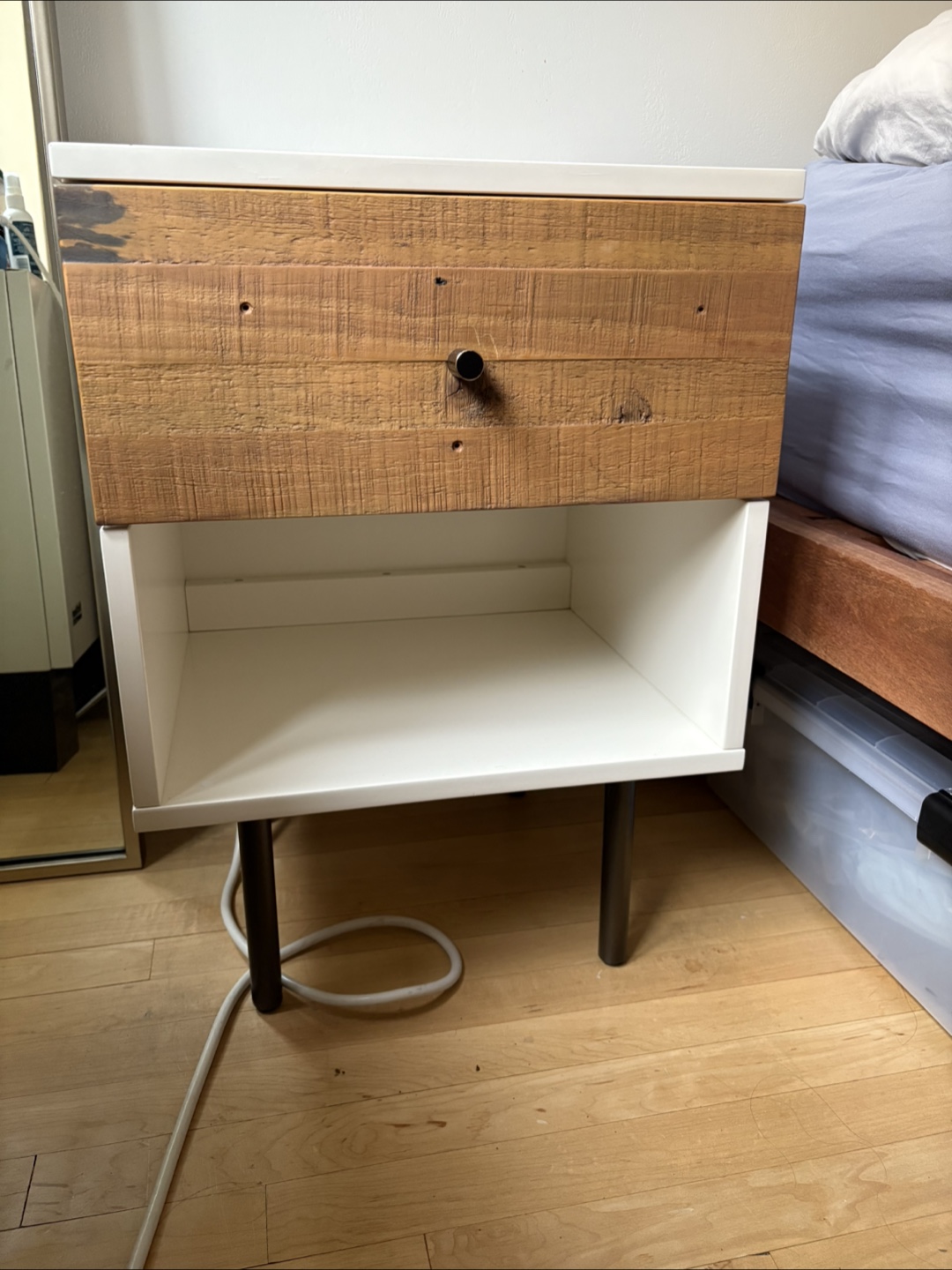 West Elm Wood & White Lacquer Nightstand - FREE or BEST OFFER - photo 2