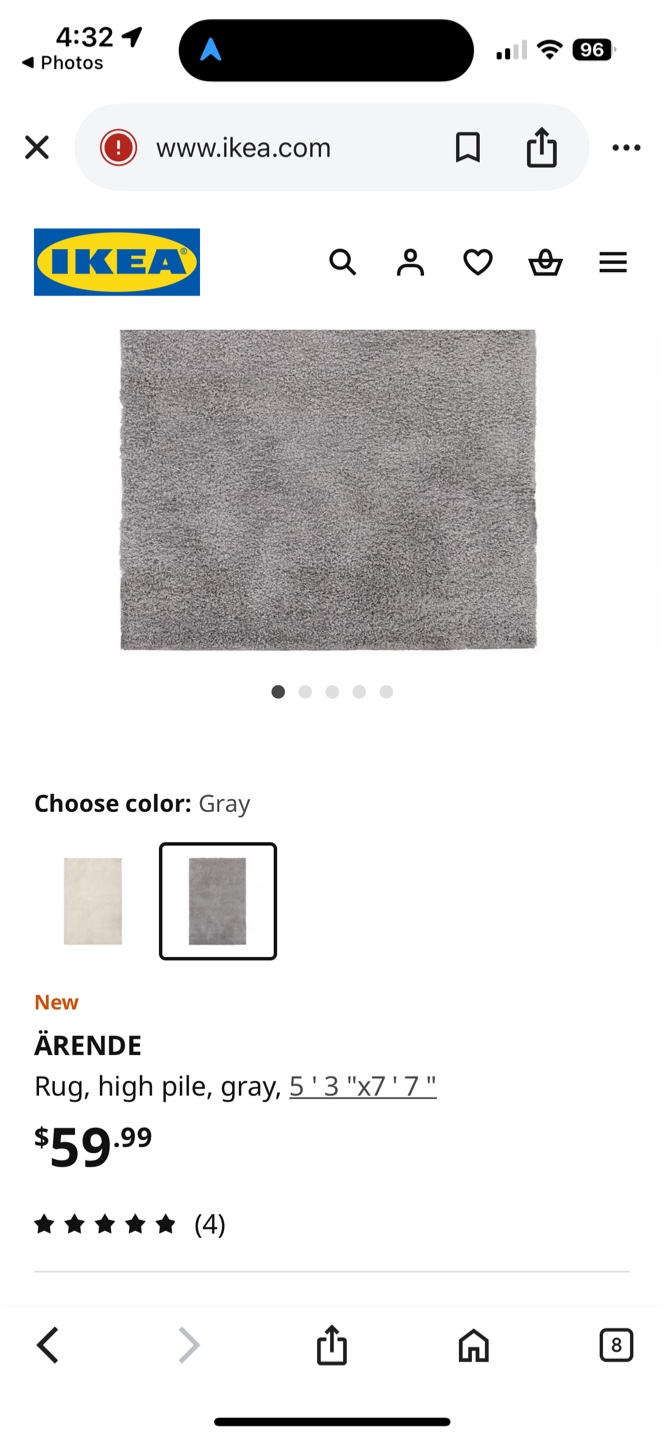 IKEA white Ärende Rug, High Pile