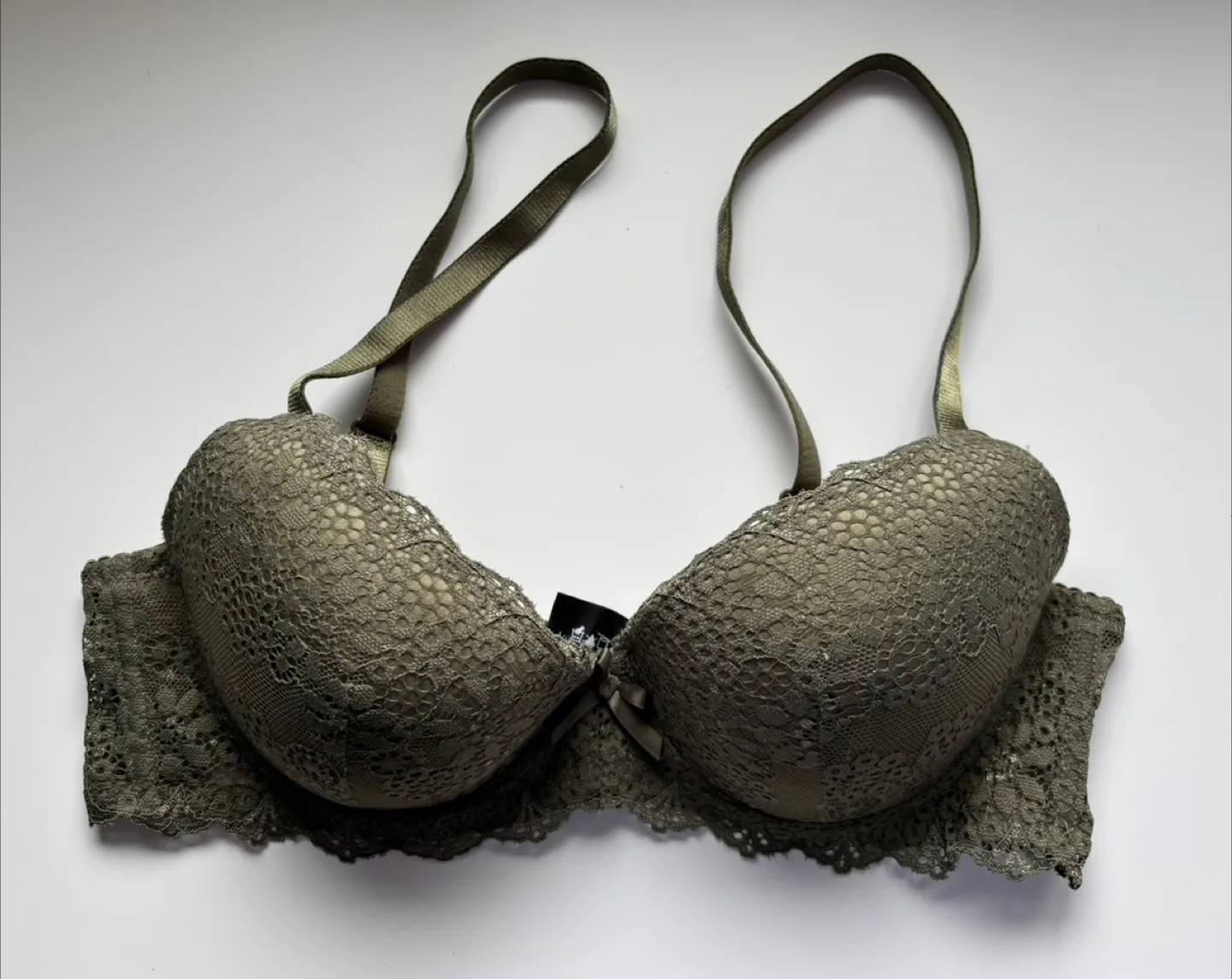Olive Green Lace Bra - Size 34C thumbnail