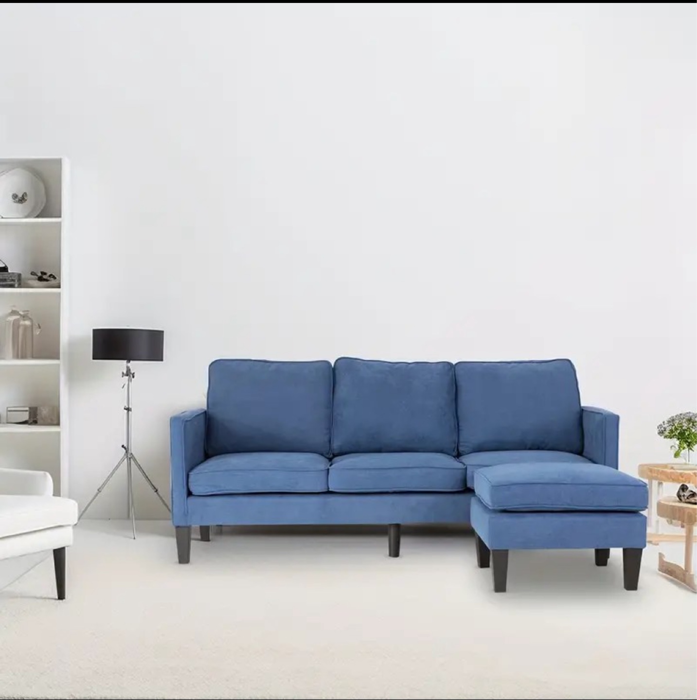 Blue Sofa and Ottoman Set