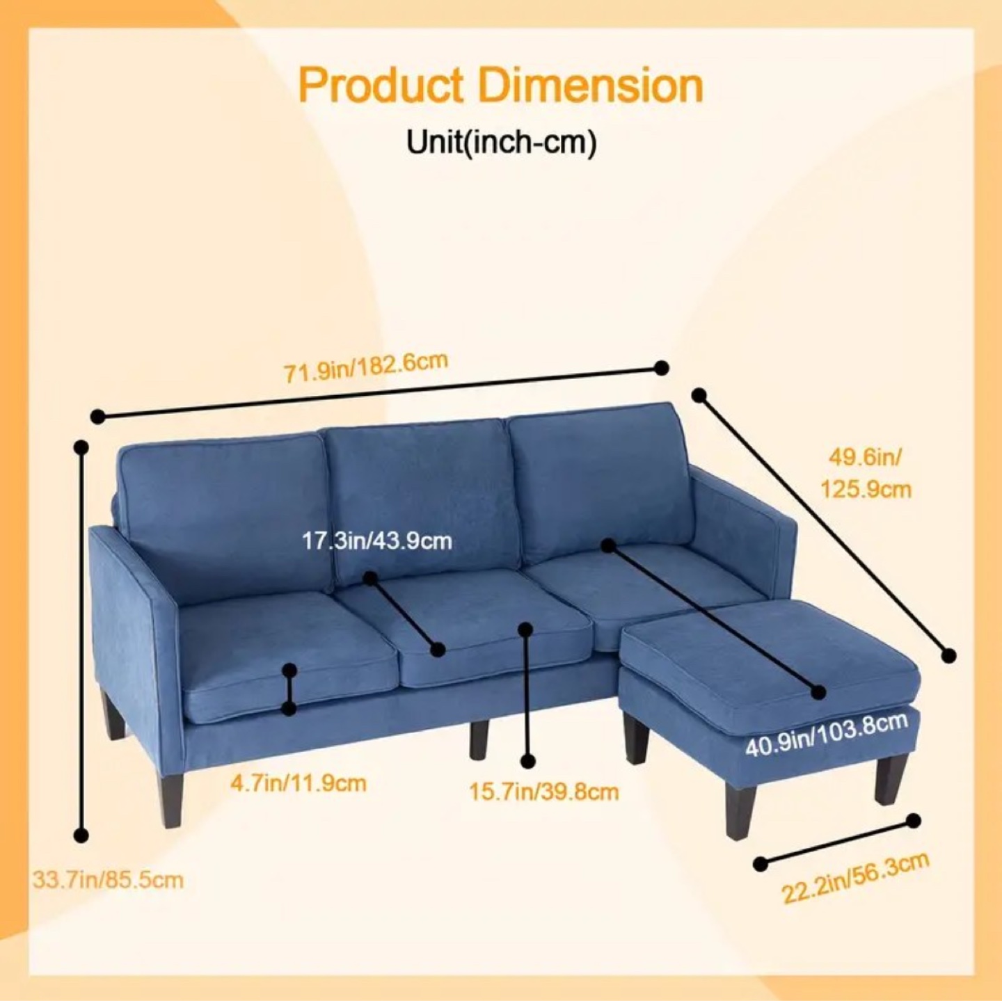 Blue Sofa and Ottoman Set - photo 2