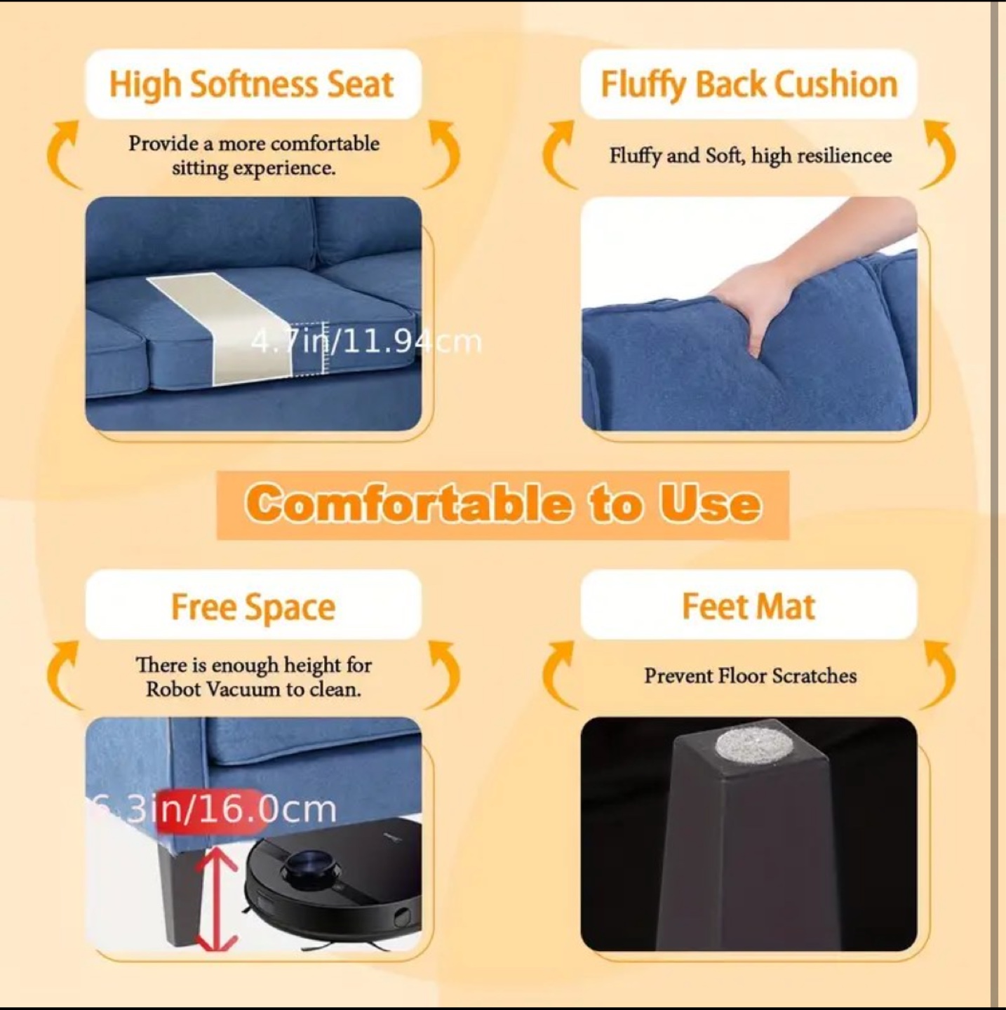 Blue Sofa and Ottoman Set - photo 3
