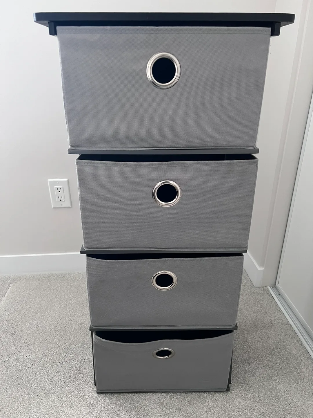 4-Tier Storage Shelf with Fabric Bins - Grey thumbnail