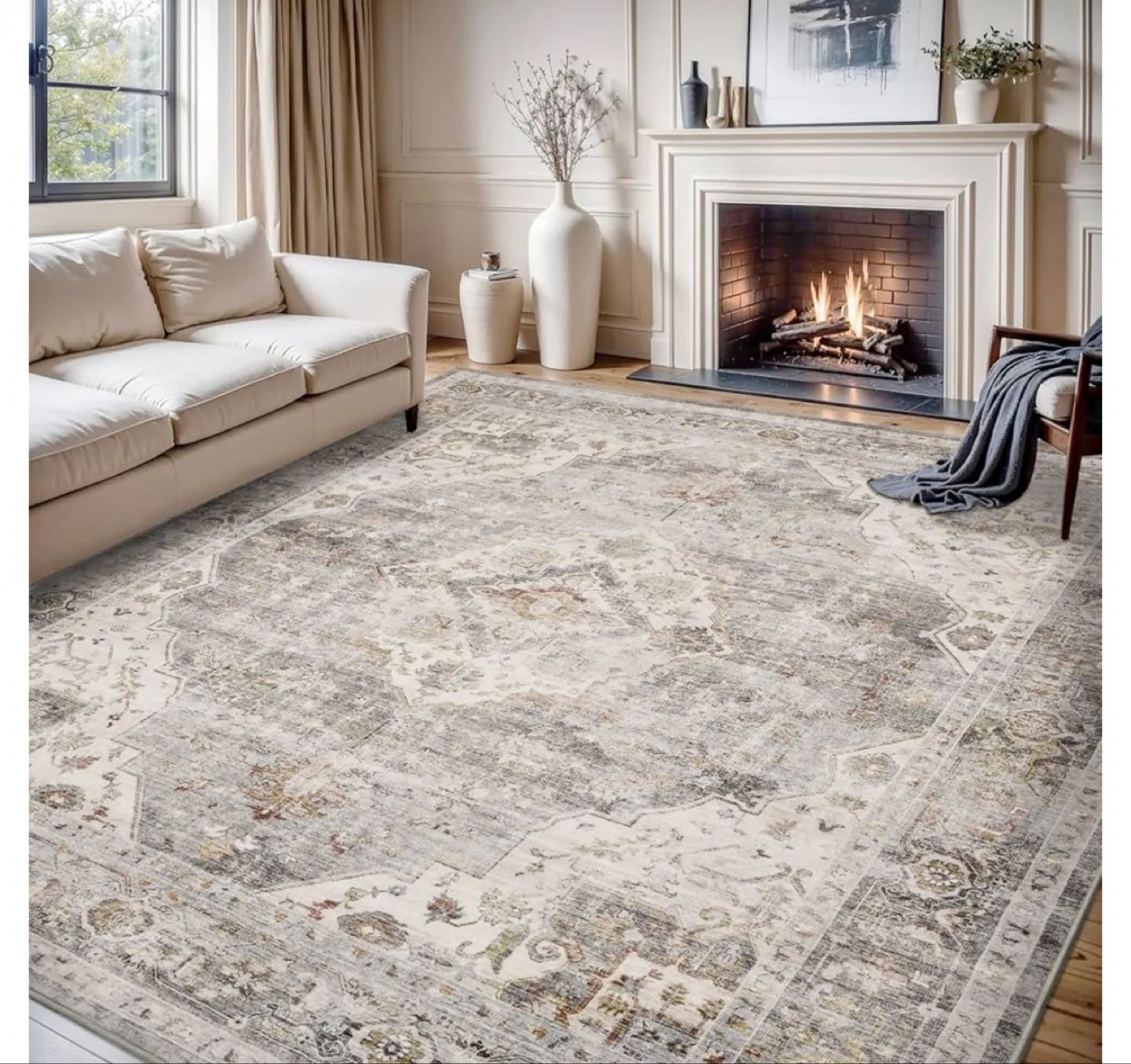New Soft Area Rug 5X7 Feets rug -grey thumbnail