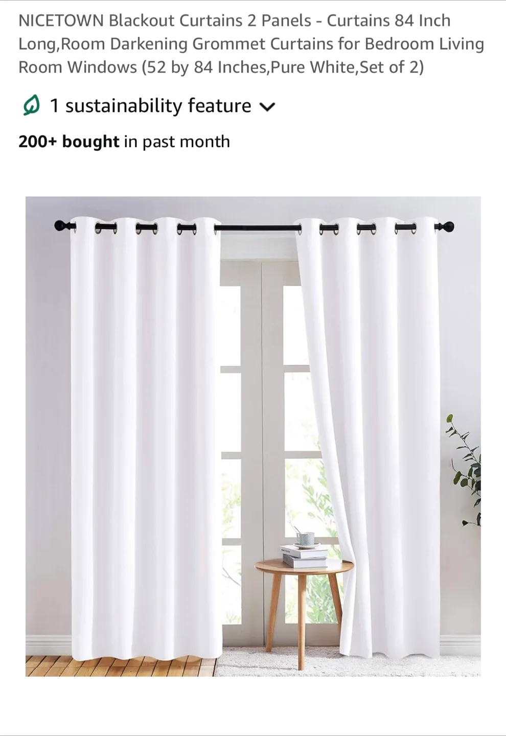 White Blackout Curtains 52x84 (New) image indicator(2)