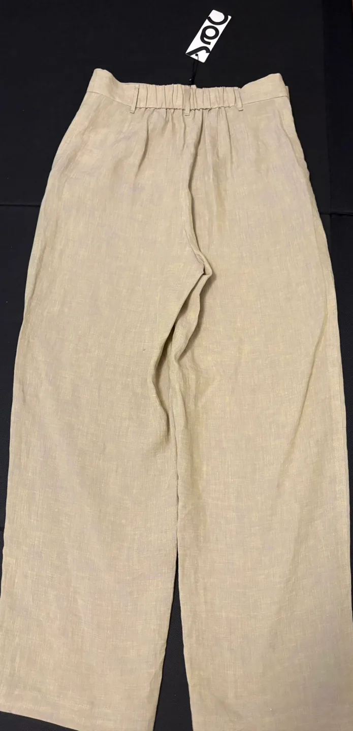 BNWT Jacqueline Conoir Beige Linen Wide Leg Pants image indicator(2)