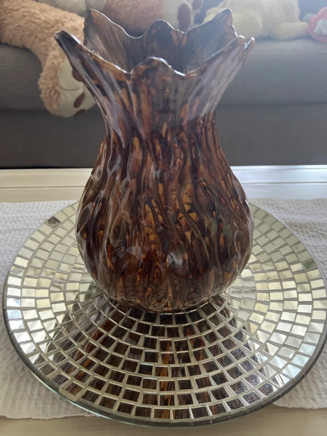Brown Decorative Vase with Mosaic Plate thumbnail