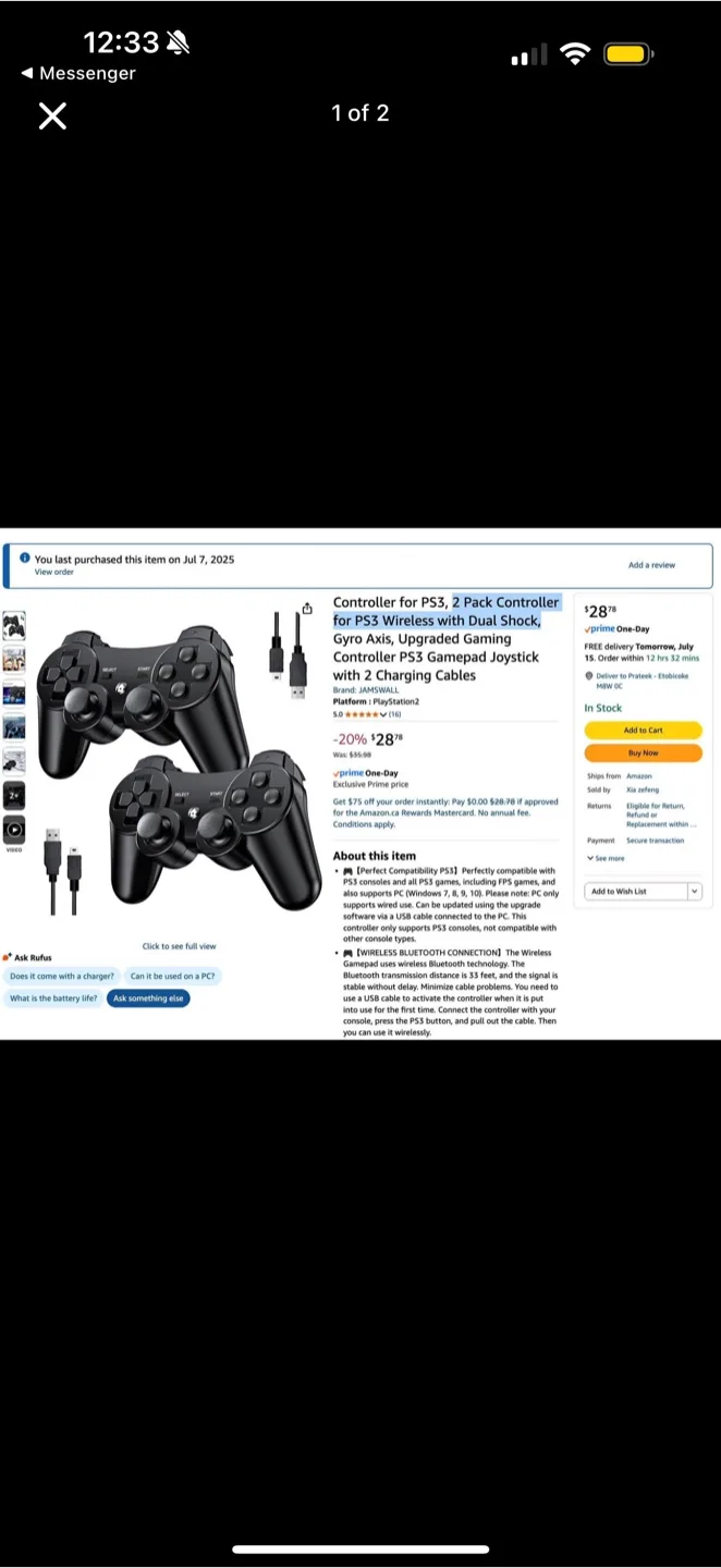 JAMSWALL PS3 Wireless Controller 2-Pack thumbnail