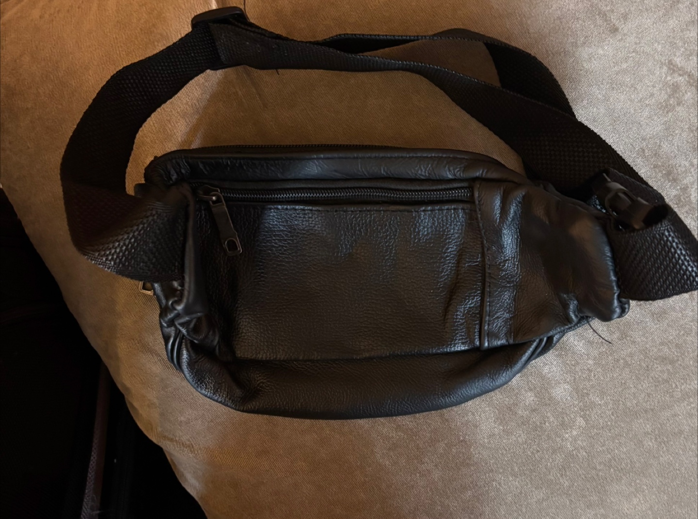 Black Leather Fanny Pack