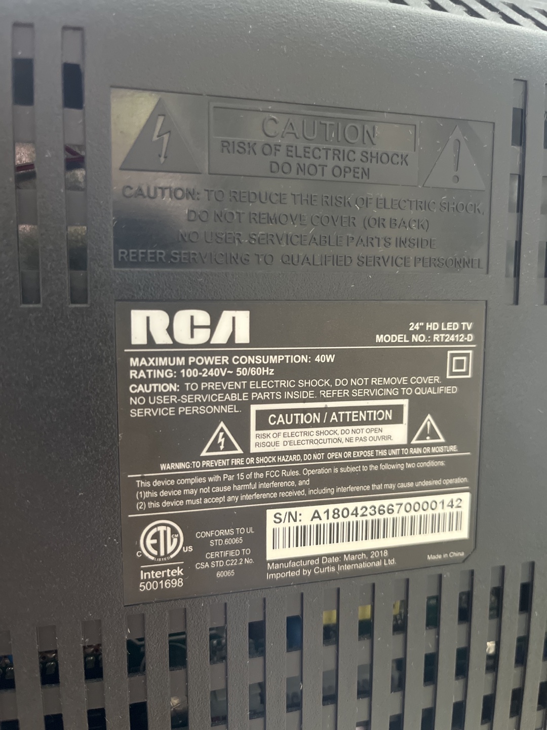 RCA 24" HD LED TV - Good Condition - photo 3