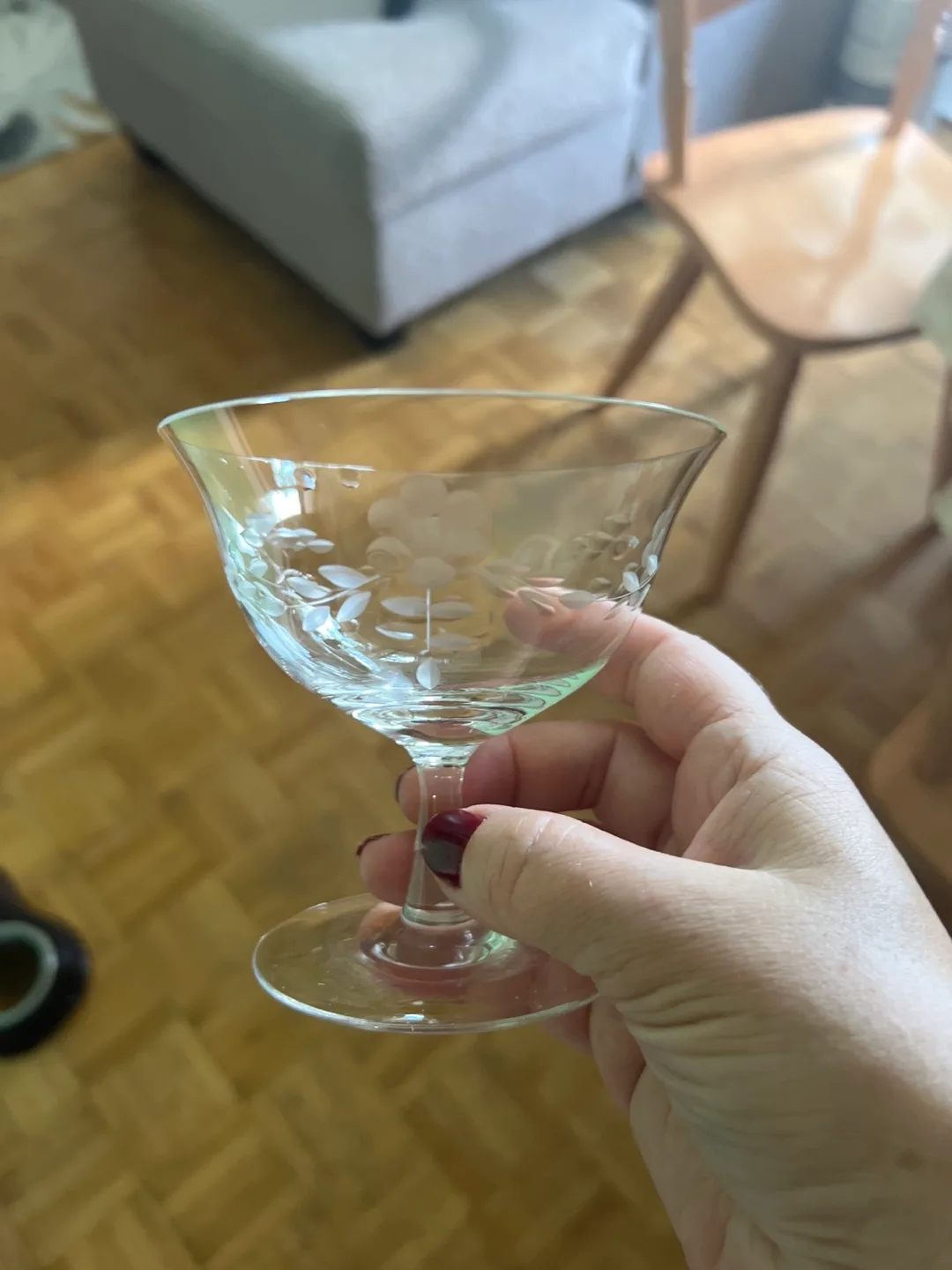 Set of 4 Etched Floral Dessert Glasses image indicator(2)