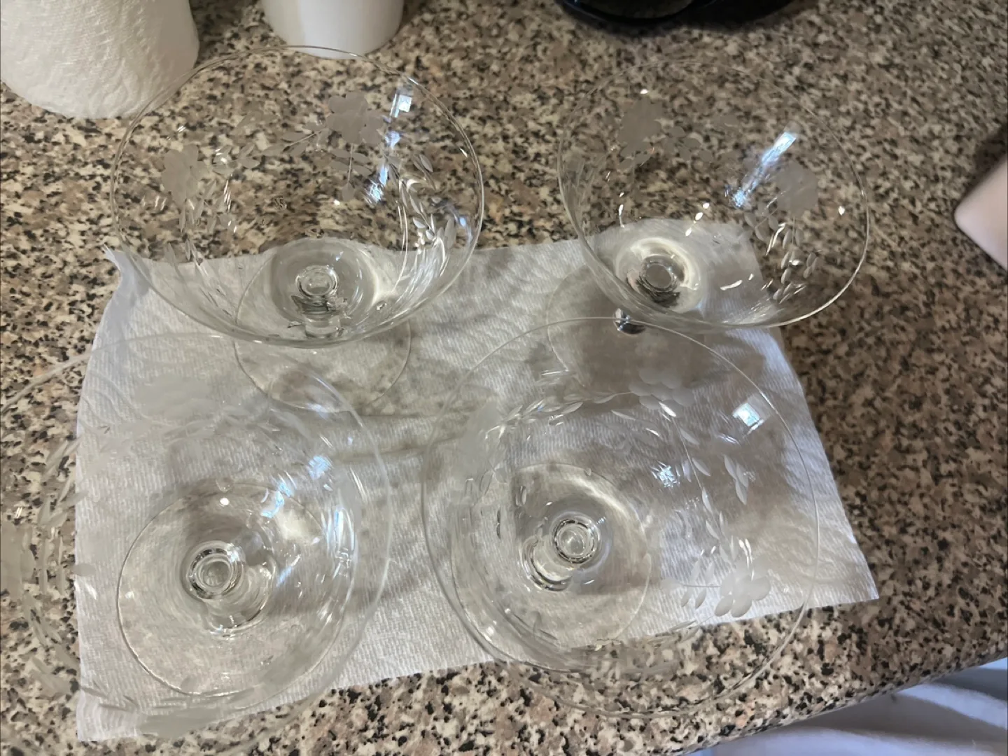 Set of 4 Etched Floral Dessert Glasses thumbnail