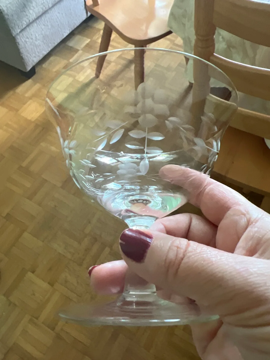 Set of 4 Etched Floral Dessert Glasses image indicator(3)