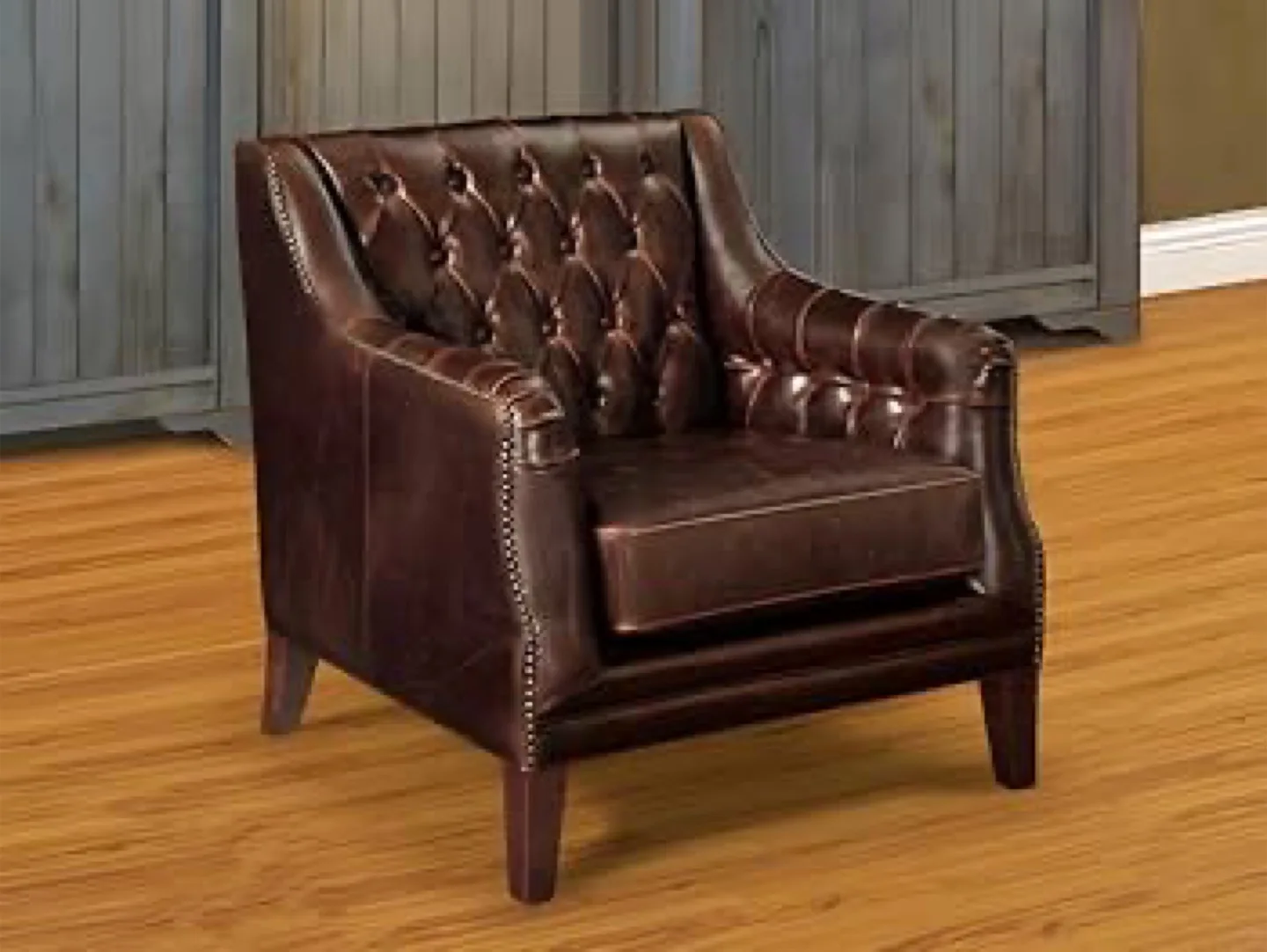 Leather Chesterfield Armchair - Brown image indicator(2)