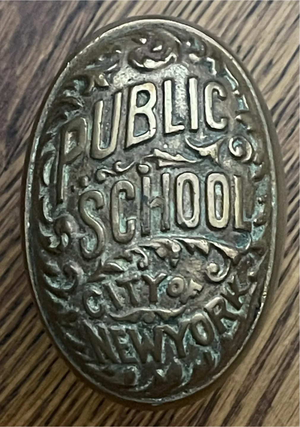 Antique Brass Public School City of New York Doorknob thumbnail