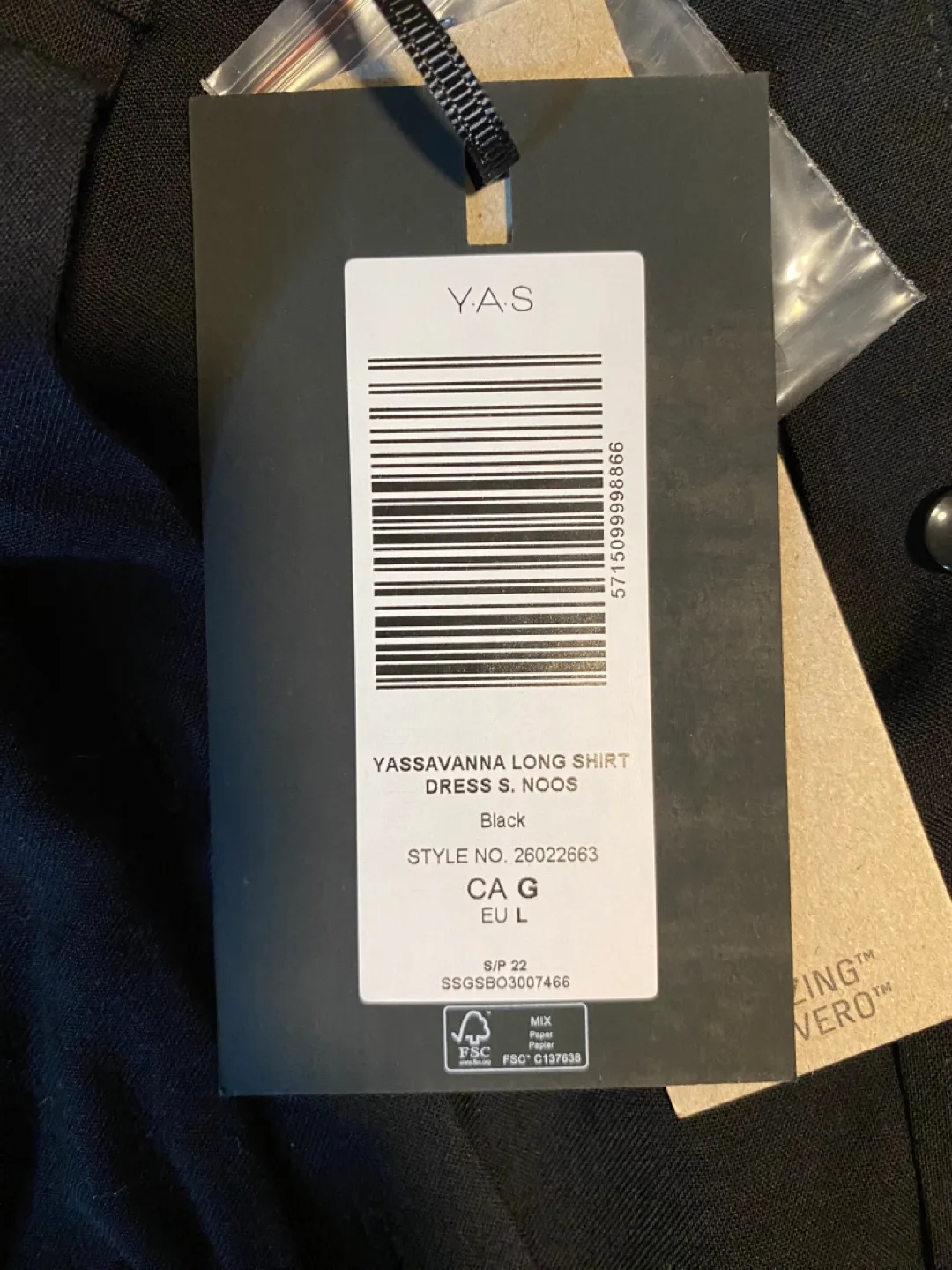 Y.A.S Yassavanna Black Long Shirt Dress - Size L image indicator(4)