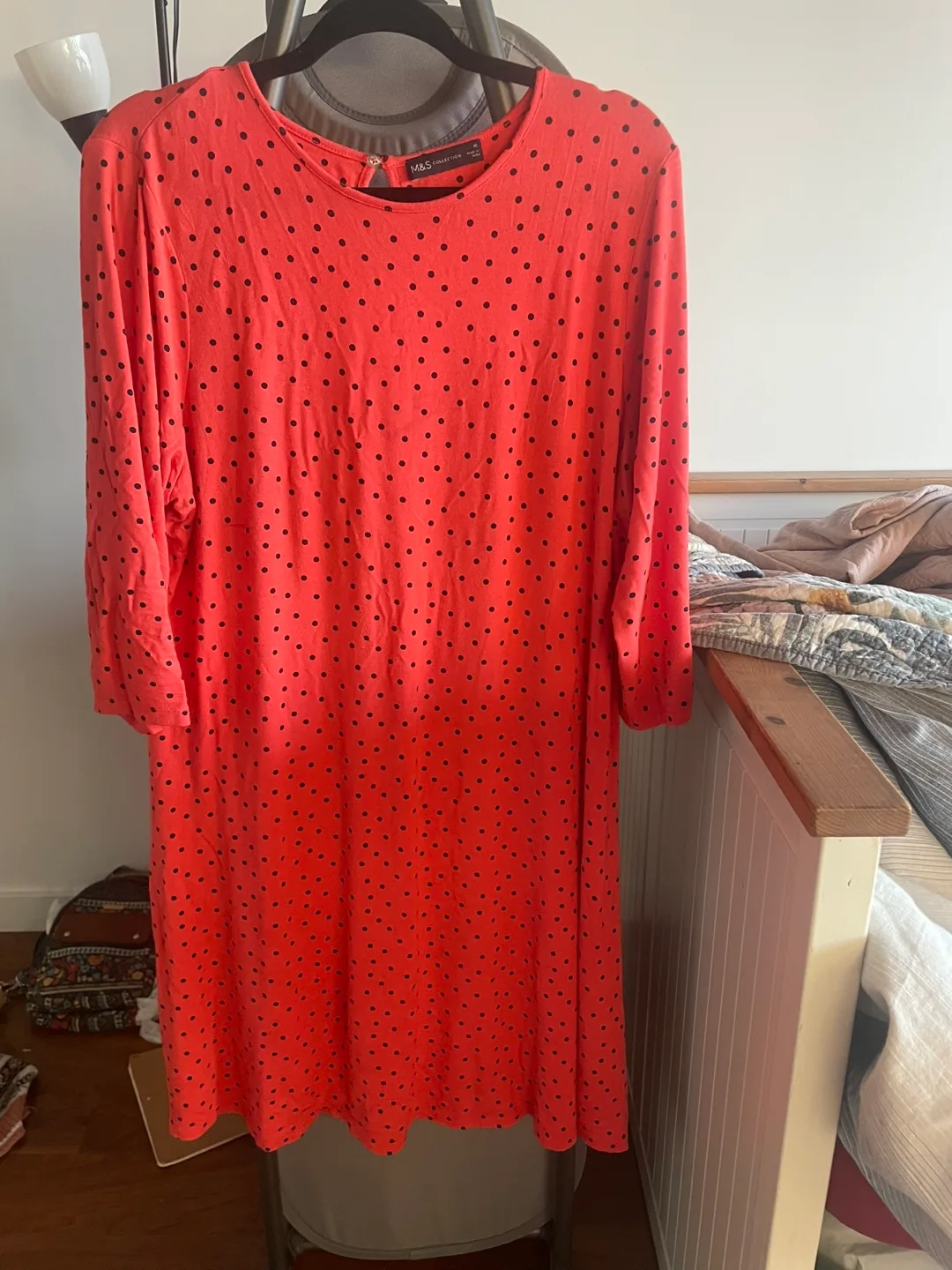 M&S Collection Coral Polka Dot Dress thumbnail