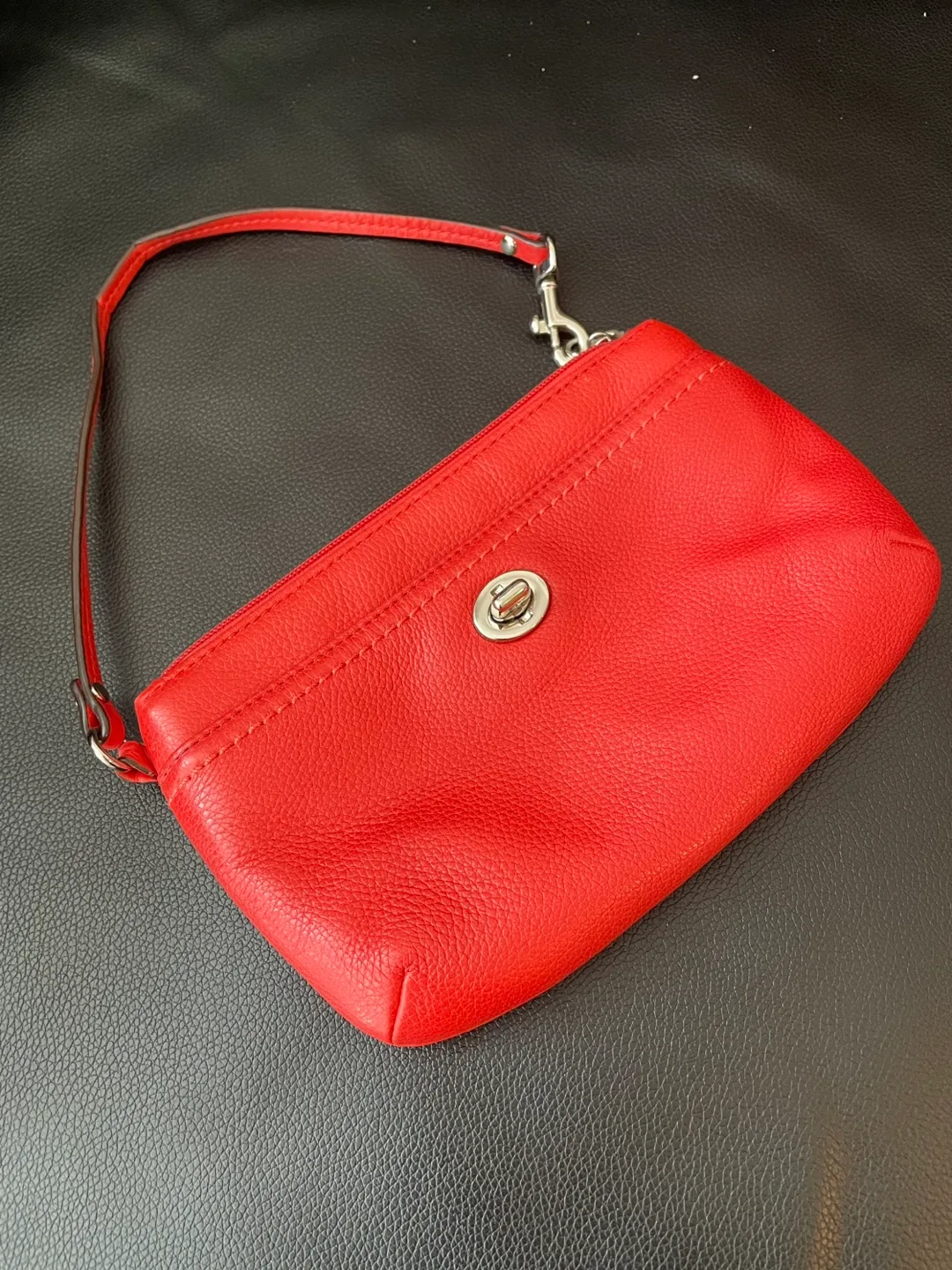 Red Leather Wristlet Purse (Wrist Bag) thumbnail