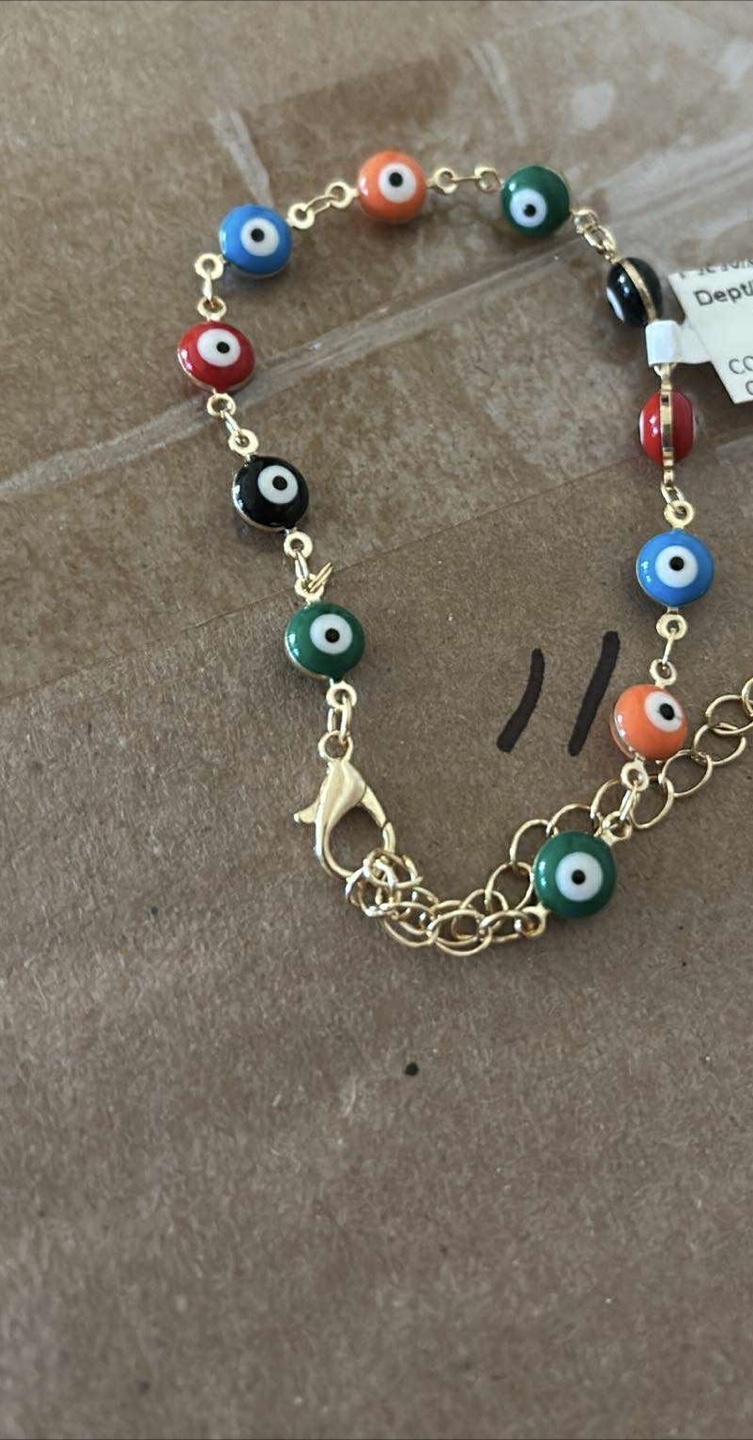 Evil Eye Beaded Gold Chain Bracelet