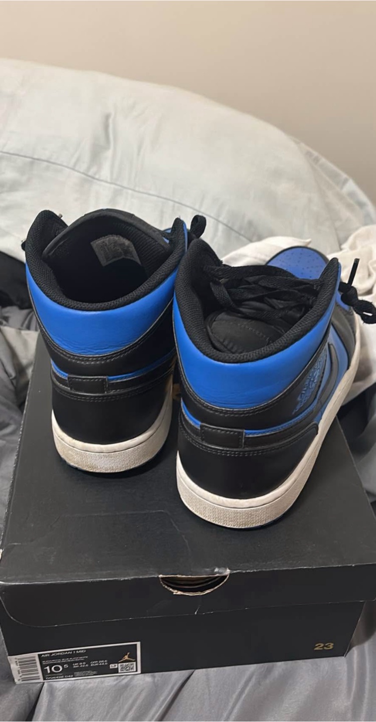 Air Jordan 1 Mid Black/Royal Blue, US 10.5