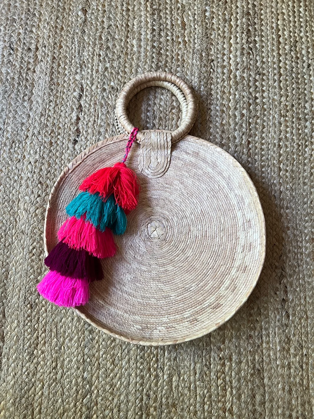 Handwoven Straw Tote Bag with Tassel thumbnail