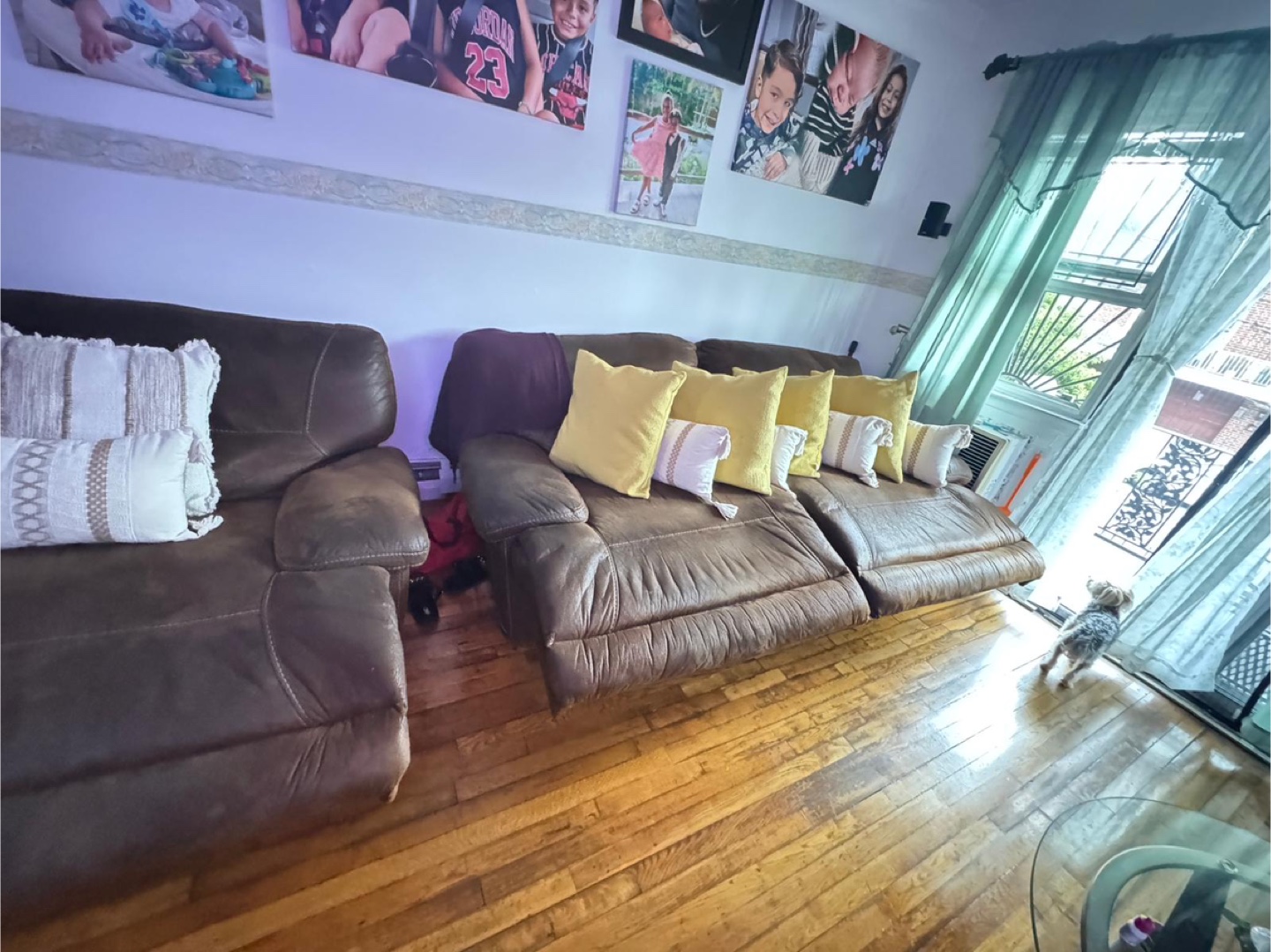 Brown Leather Reclining Sofa with Ottoman - photo 4