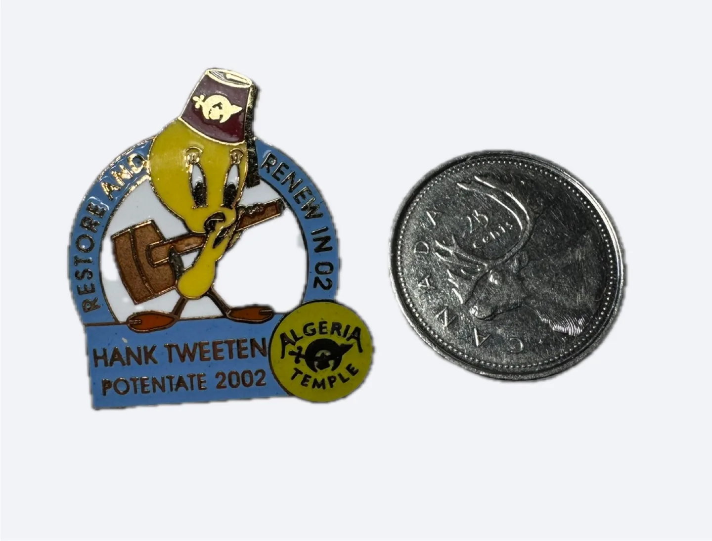 Vintage Tweety Bird Masonic Shriner Enamel pin thumbnail