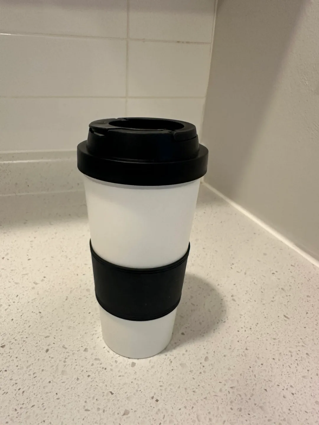 White Travel Mug with Black Lid thumbnail