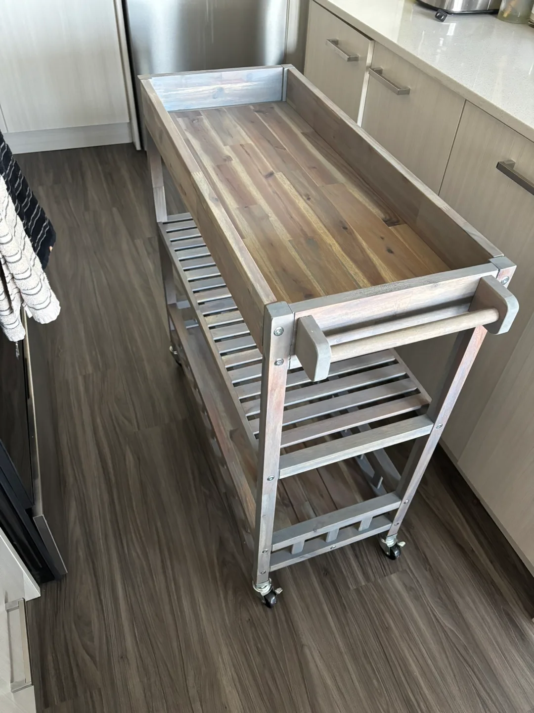 Rolling Kitchen Island Cart Dusk Grey - Wood image indicator(2)