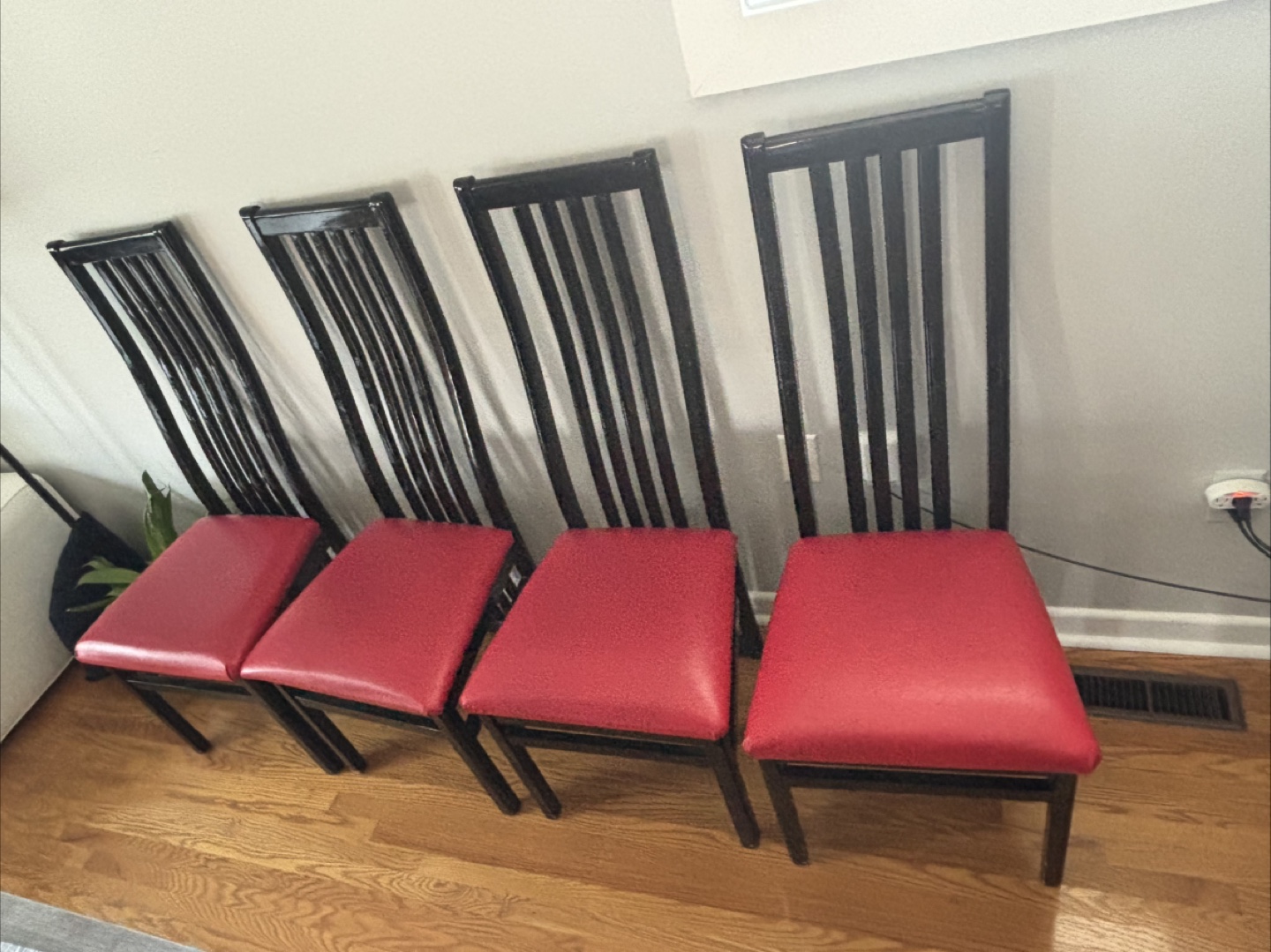 Set of 4 Dining Chairs - Red & Black - photo 2