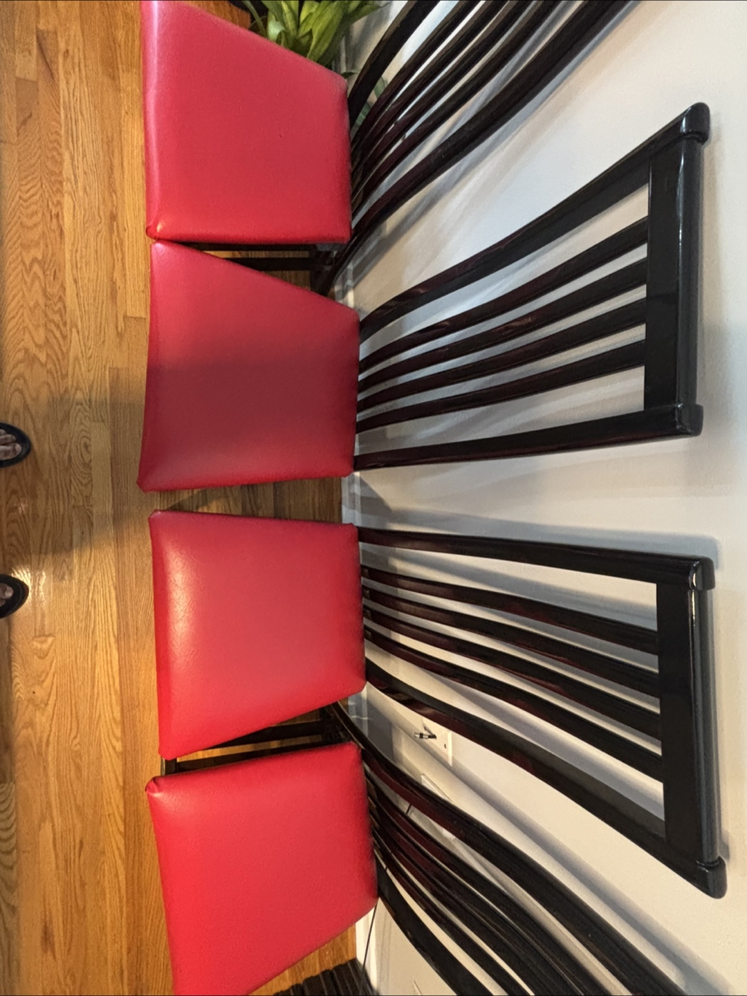 Set of 4 Dining Chairs - Red & Black - photo 4