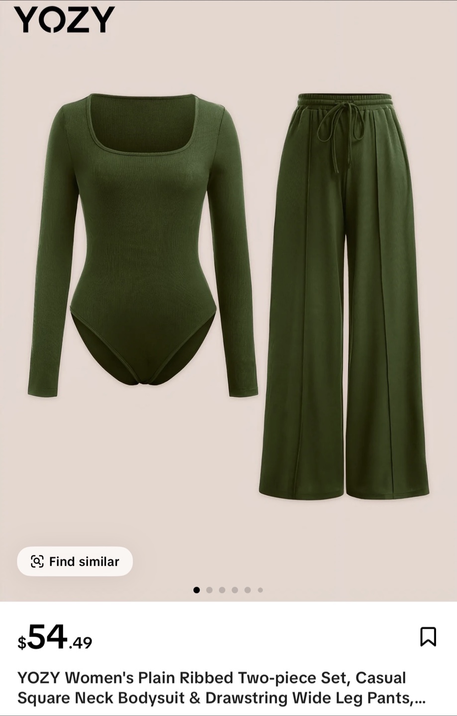 YOZY Ribbed Bodysuit & Wide Leg Pants Set