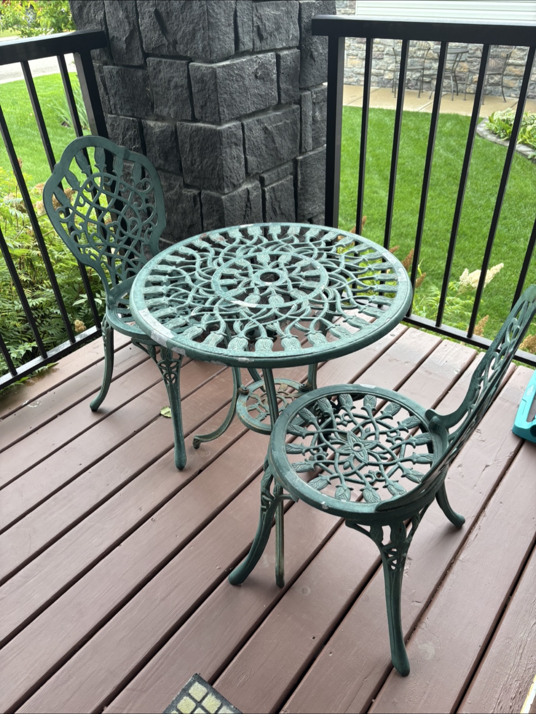 Green Metal Patio Table & Chairs Set