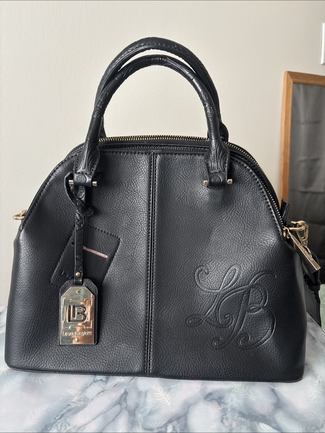 Laura Biagiotti Black Dome Satchel