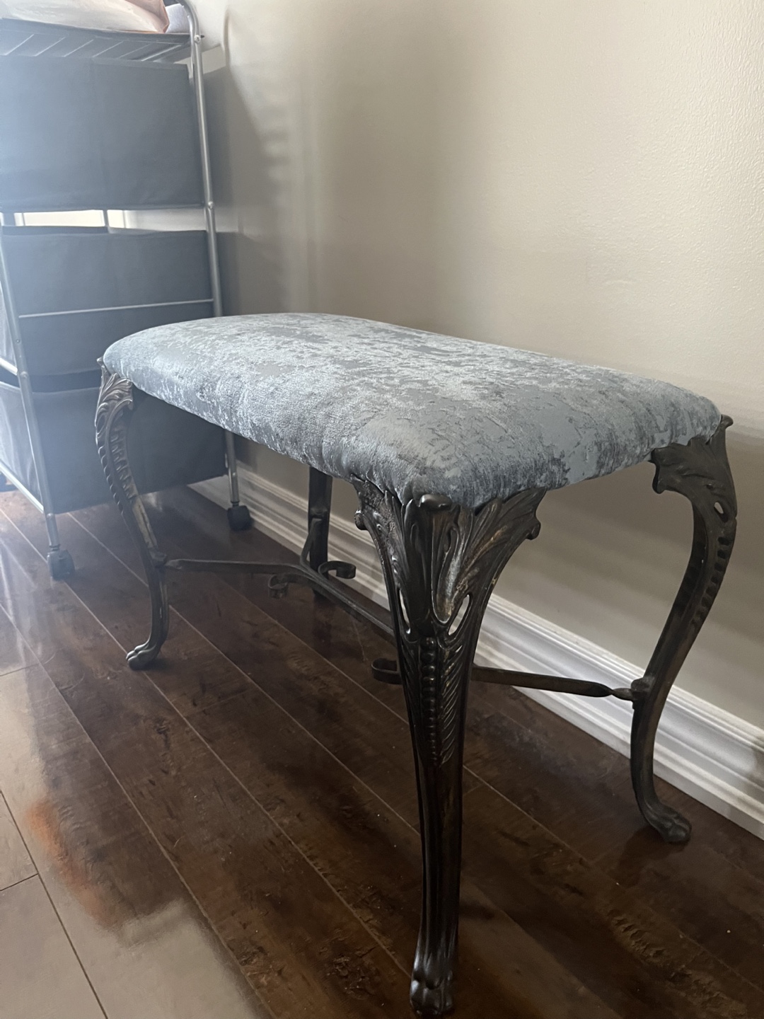 Upholstered Bench - Silver/Grey