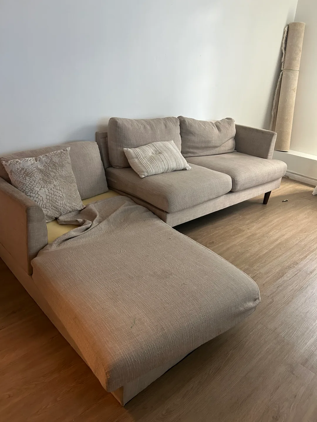 Beige Sofa Lshape and Chaise Lounge Set thumbnail