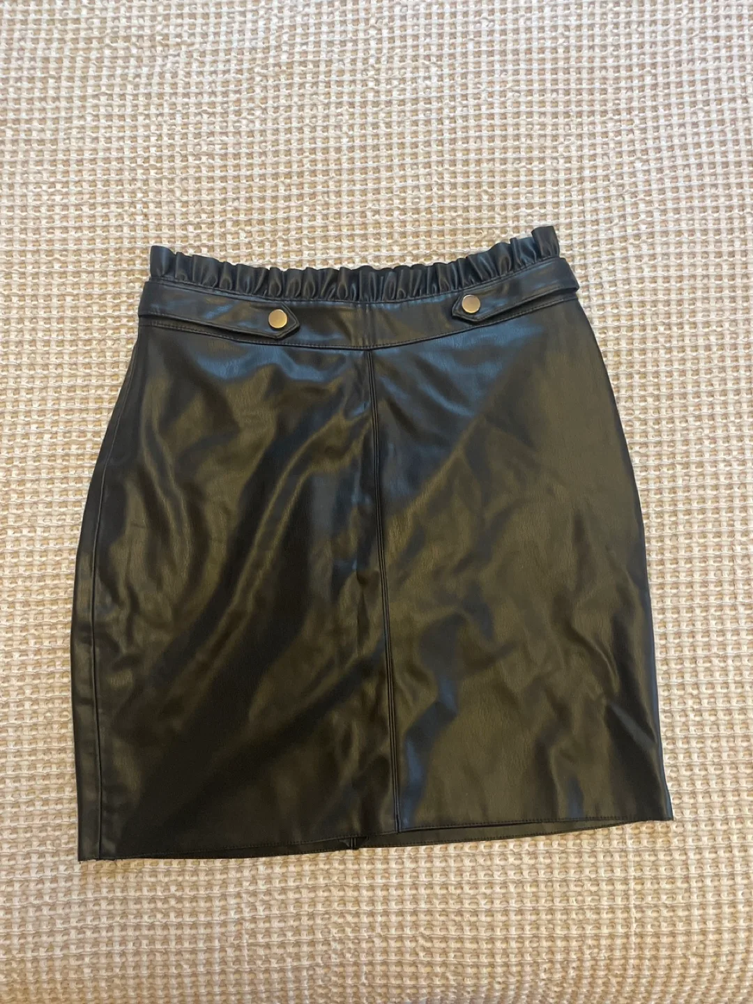 Zara Black Faux Leather Mini Skirt - Size S thumbnail
