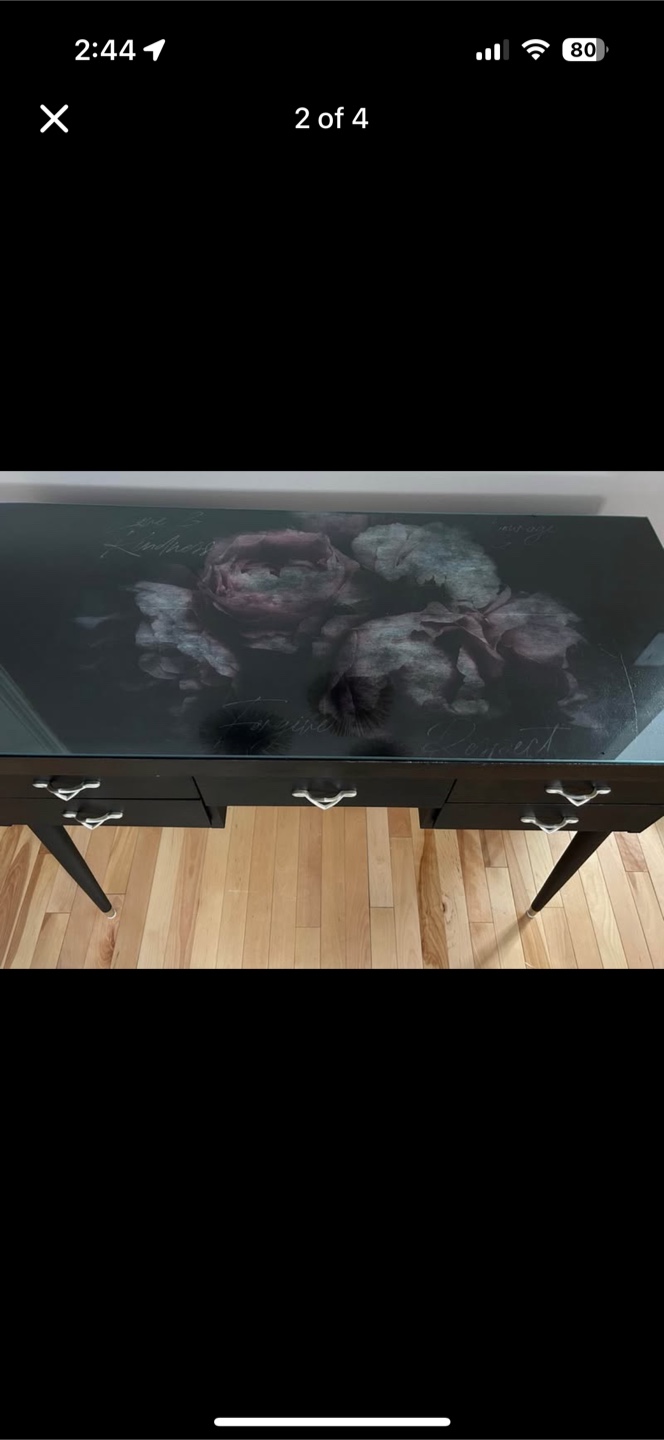 Black Desk with Floral Design - photo 3