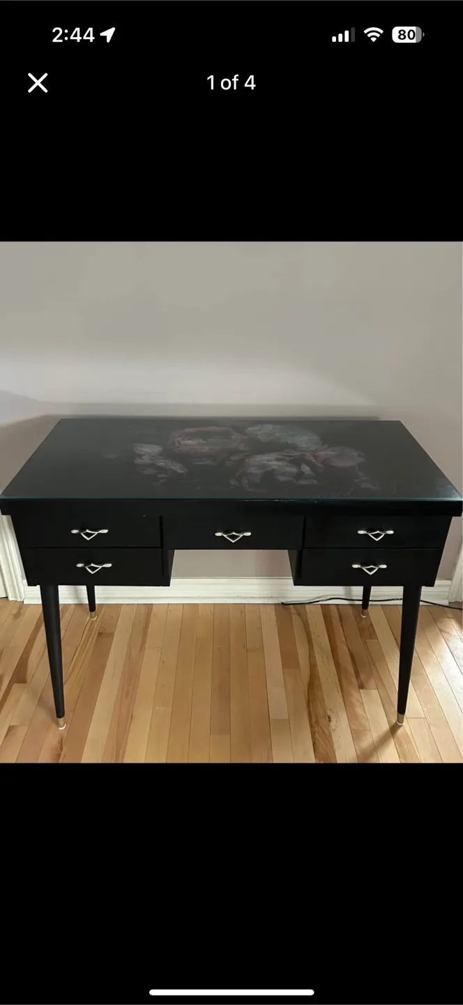 Black Desk with Floral Design thumbnail