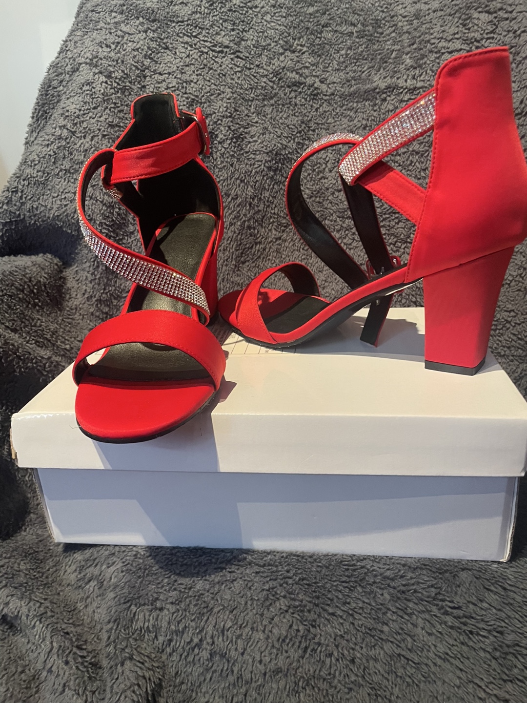 Red Heels with Rhinestone Straps